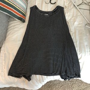 split back, black and white stripped tank top